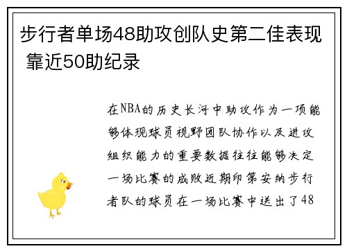 步行者单场48助攻创队史第二佳表现 靠近50助纪录